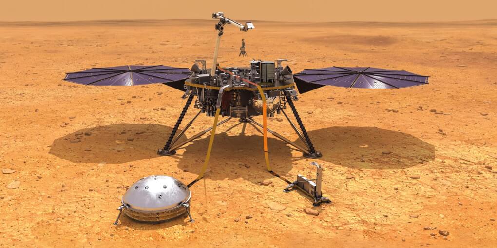 Rendering of NASA's insite lander on Mars